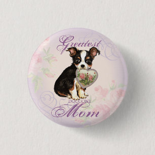 Long Coat Chihuahua Herz Mama Button