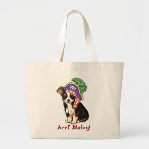 Long Coat Chihuahua Pirate Jumbo Stoffbeutel