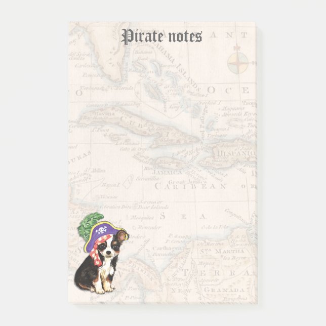 Long Coat Chihuahua Pirate Post-it Klebezettel (Vorderseite)