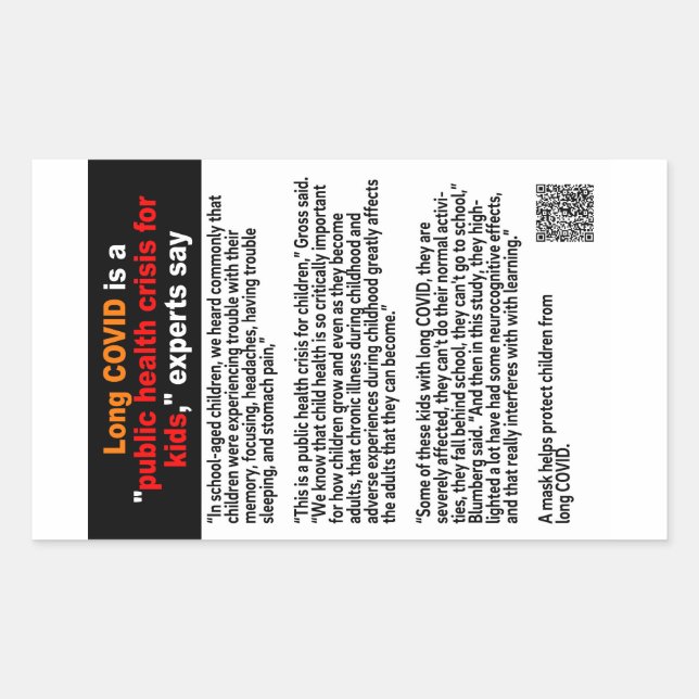 Long Covid in Kinder Papieraufkleber Rechteckiger Aufkleber (Vorderseite)