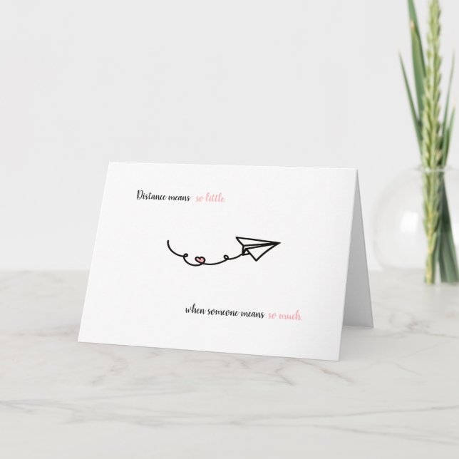Long distance relationship cute paper plan heart  karte (Vorderseite)