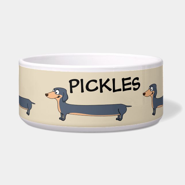 Long Dog - Dackel Keramik Haustier Schale Napf (Vorderseite)