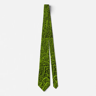Long Grass - Black on Martian Green (99CC00) Krawatte