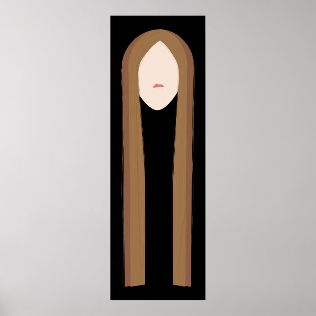 Long Hair Art | Minimalistisches modernes Portrait Poster (Vorne)