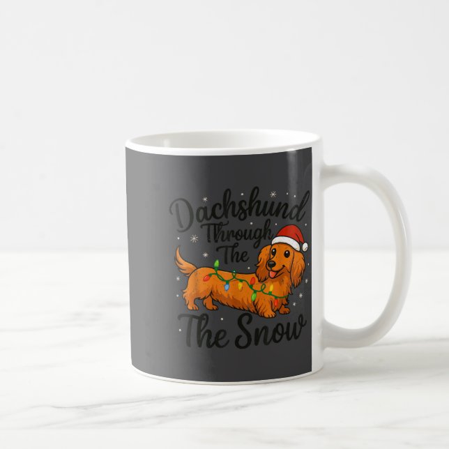 Long Hair Dachshund Through Snow Christmas Pajamas Kaffeetasse (Rechts)