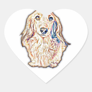 Long Hair Dackel gibt Niedliche Dackel Dackel Dog Herz-Aufkleber