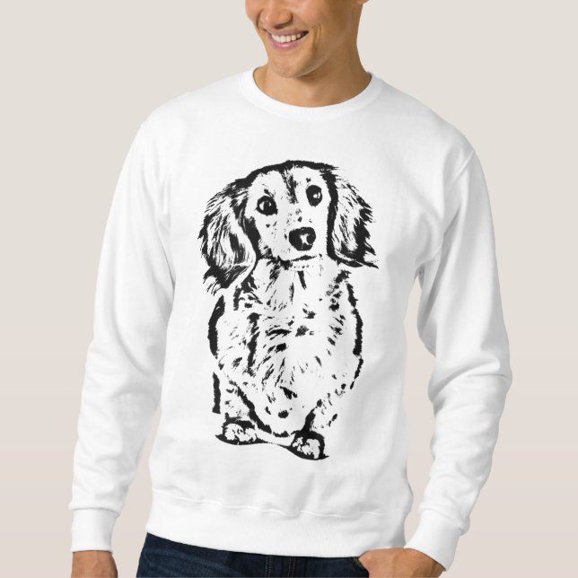 Long Hair Dackel Lover Geschenk Dackel Mama Vater  Sweatshirt (Vorderseite)