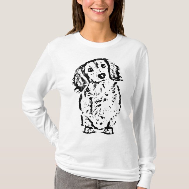 Long Hair Dackel Lover Geschenk Dackel Mama Vater  T-Shirt (Vorderseite)
