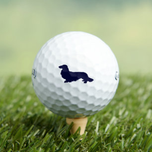 Long Hair Dackel Navy Golfer Geschenk Golfball