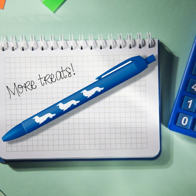 Long Hair Dackel Pen für Dackel Väter Kugelschreiber (Long hair dachshund ink pen in blue)