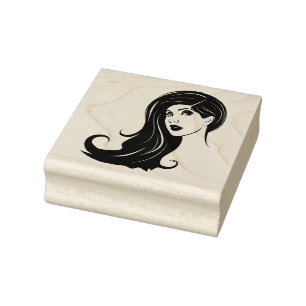 Long Hair Schöne Frauen Mode Makeup Art Gummistempel