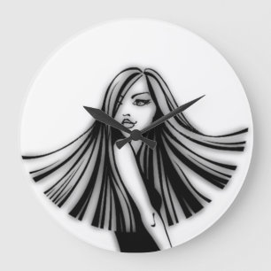 Long Haired Beauty Wall Clock Große Wanduhr