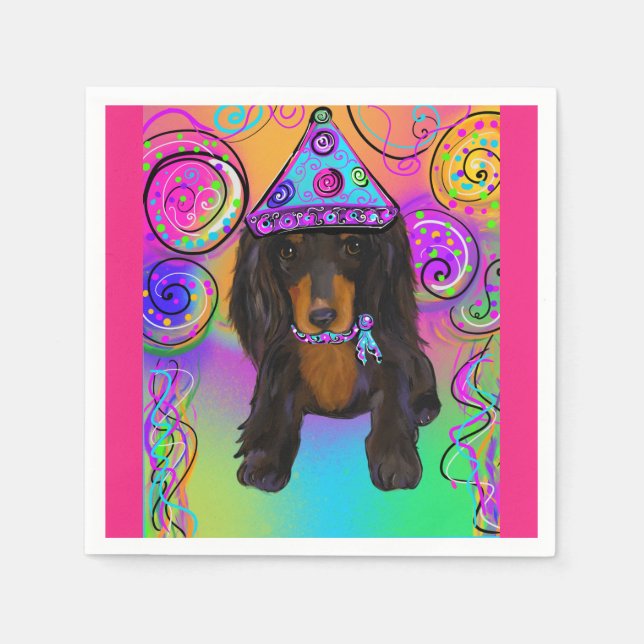 LONG HAIRED BLACK & TAN DOXIE SERVIETTE (Vorderseite)