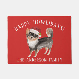 Long Haired Chihuahua Happy Howlidays Weihnachten Fußmatte