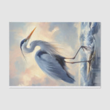 Long Haired Heron Decoupage