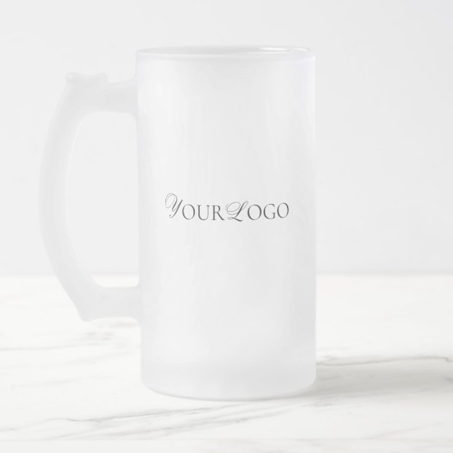 Long Horizontal Custom Logo Text Company Mattglas Bierglas (Links)