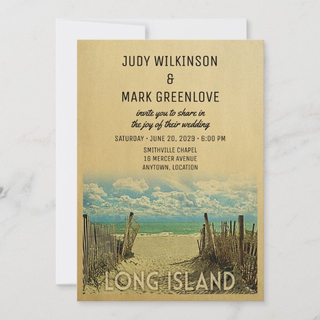 Long Island Beach Vintage Wedding Invitation (Devant)