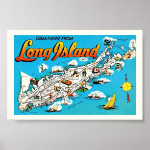 Long Island Begrüßungskarte 6x4 Druck Poster
