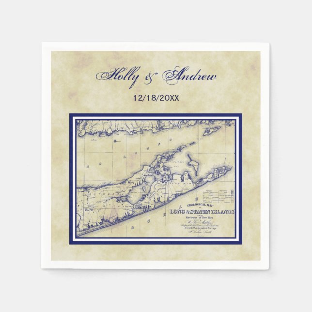 Long Island Die Hamptons Karte störte Hochzeit Serviette (Vorderseite)