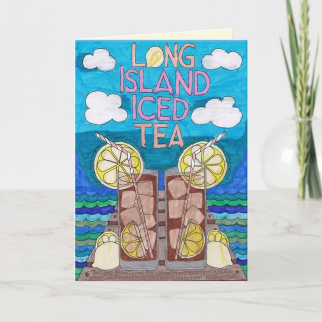 Long Island-Eis-Tee-Karte - glückliche Stunde 2 Karte (Vorderseite)