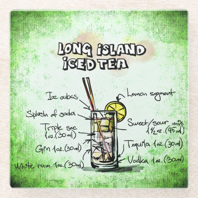 Long Island Iced Tee Drink Recipe Glasuntersetzer (Vorderseite)