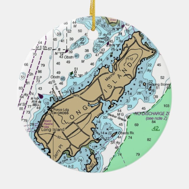 Long Island Maine Chart Keramik Ornament (Hinten)