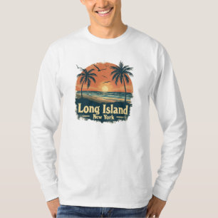 Long Island New York Retro Beach Vibes T-Shirt