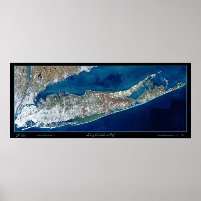 Long Island, New York Satellite Print Poster Foto (Vorne)