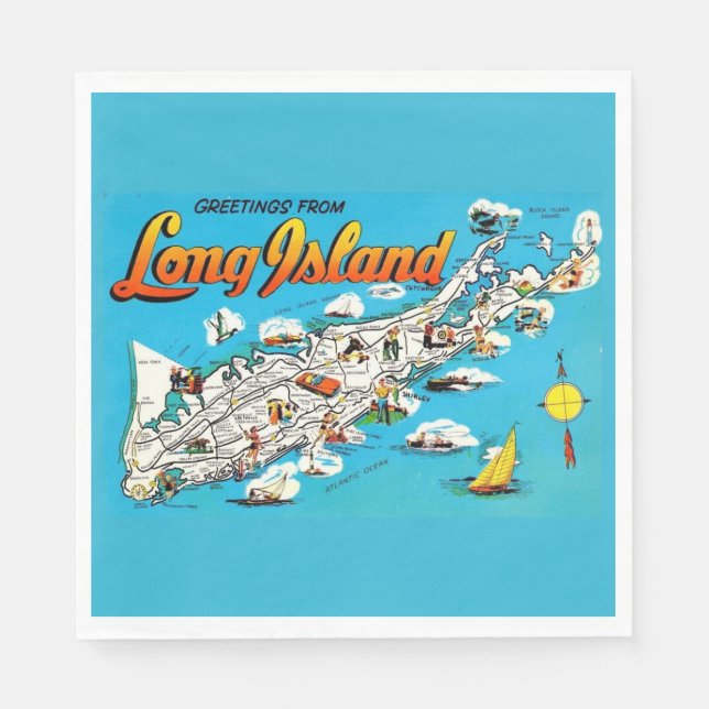 Long Island, NY Gruß Serviette (Vorderseite)