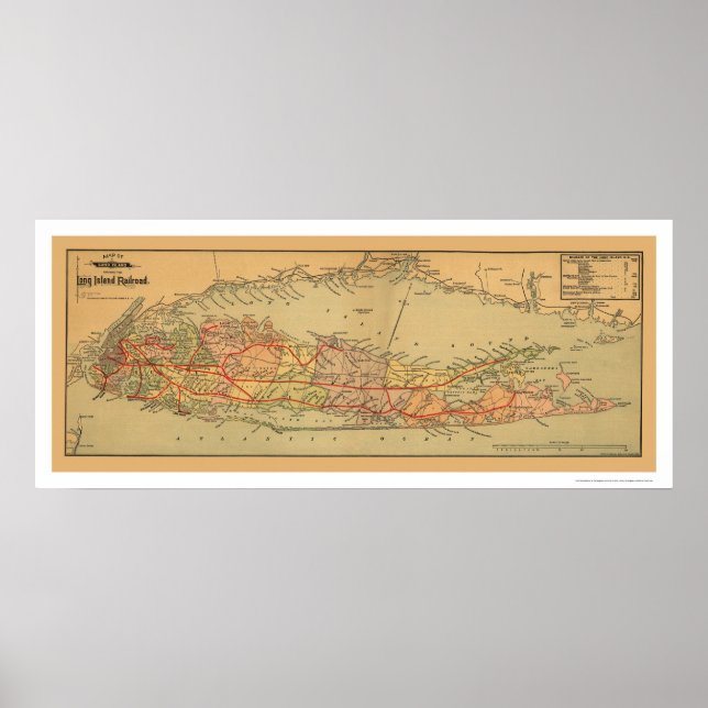 Long Island Railroad Karte 1884 Poster (Vorne)