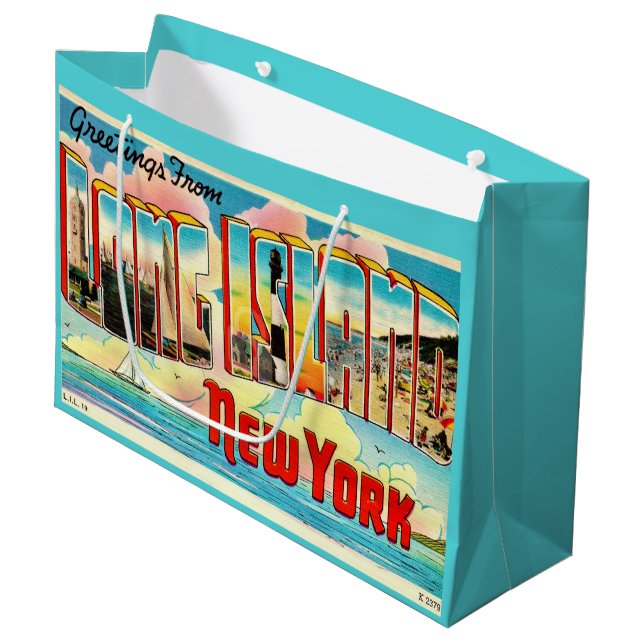 Long Island Retro Large Gift Bag Große Geschenktüte (Vorderseite Schrägansicht)