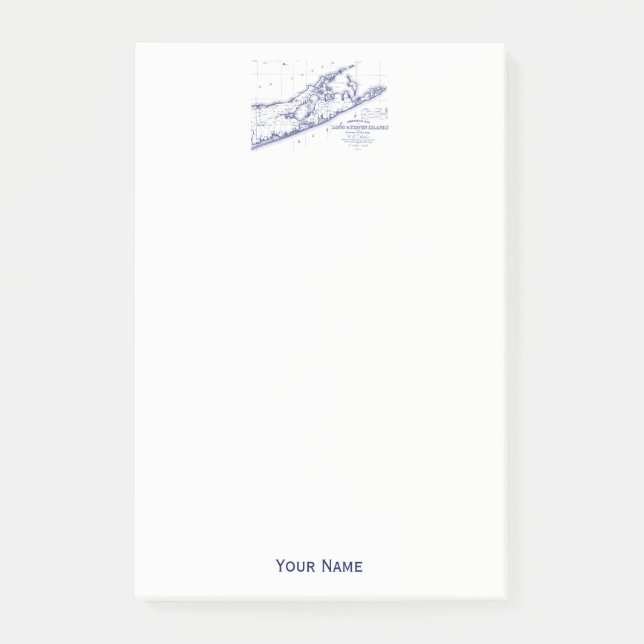 Long Island The Hamptons Karte Post-it Klebezettel (Vorderseite)