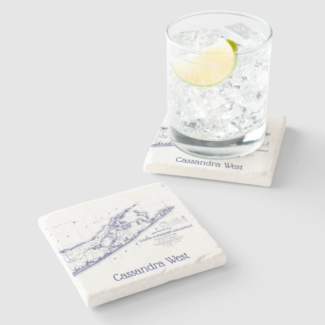 Long Island The Hamptons Karte VC Steinuntersetzer (Seitenansicht)