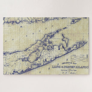 Long Island The Hamptons Map Distressed