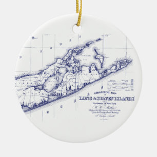 Long Island The Hamptons Map VC Keramikornament