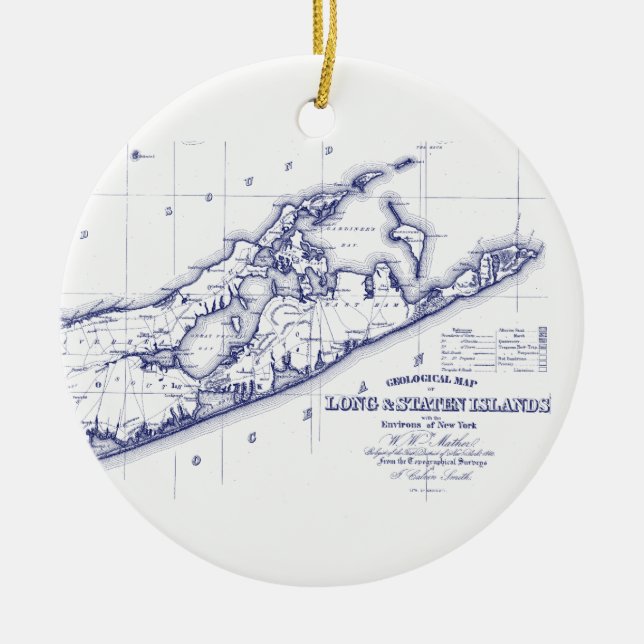 Long Island The Hamptons Map VC Keramikornament (Vorne)