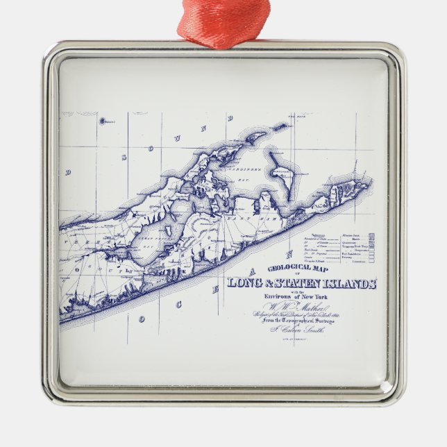 Long Island The Hamptons Map VC Ornament Aus Metall (Vorne)