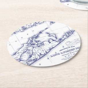 Long Island The Hamptons Map VC Runder Pappuntersetzer