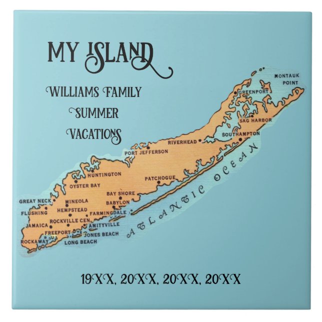 Long Island - Urlaubserinnerung Keramikfliese (Vorderseite)