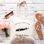 Long Island Wedding Welcome Bag, Black & Gold Tragetasche<br><div class="desc">Hochzeitswochenende Begrüßungsgeschenktasche für Gäste aus der Stadt, um Ihre Hochzeit zu feiern, mit dem Bild von Long Island, mit goldenem Herzen. Fülle die Tasche mit deinen Lieblingsgoodies.</div>