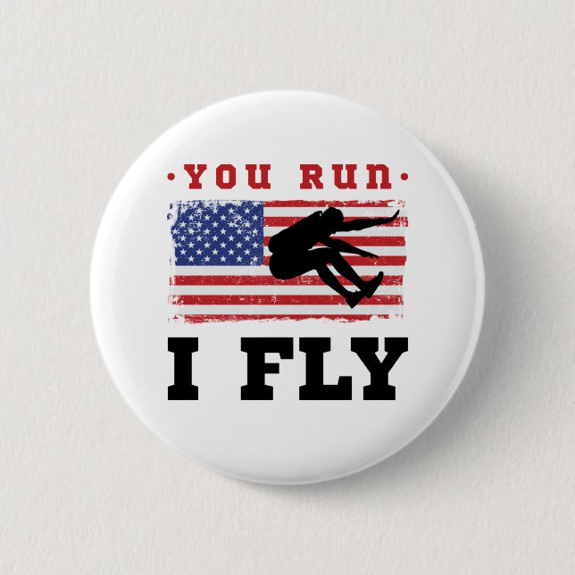 Long Jump American Flag, die du läufst. Button (Vorderseite)