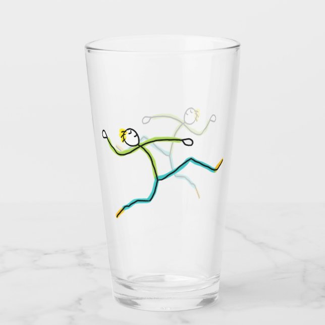 Long Jump Stickman Glas (Vorderseite)