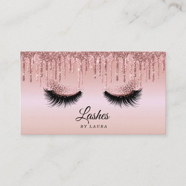 Long Lash Extension Makeup Artist Drilling Gold Visitenkarte (Vorderseite)