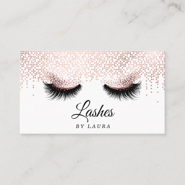 Long Lash Extension Makeup Rose Gold Visitenkarte (Vorderseite)