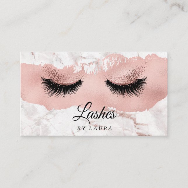 Long Lash Extension Makeup Rose Gold Visitenkarte (Vorderseite)