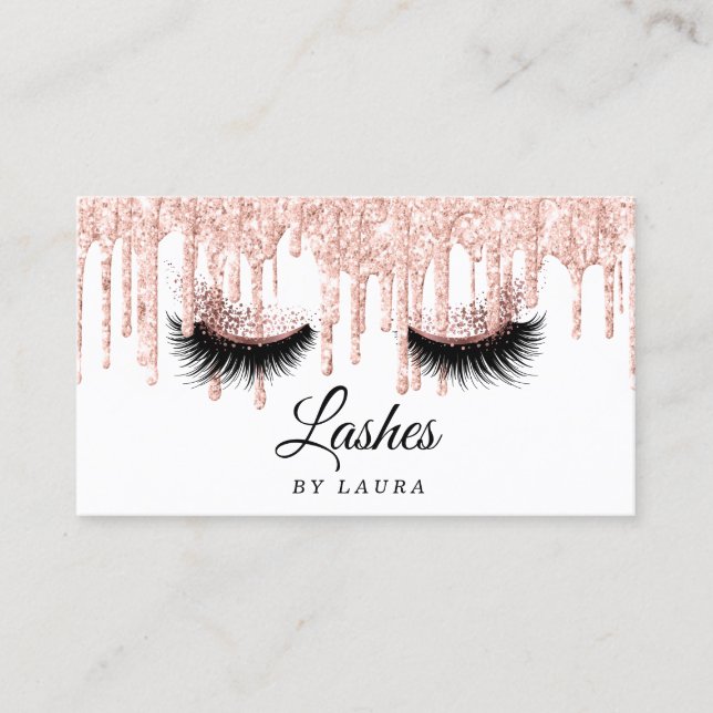 Long Lash Extension Makeup Rose Gold Visitenkarte (Vorderseite)