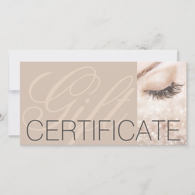 Long Lashes Geschenkgutschein Beige Creme Dankeskarte (Vorderseite)