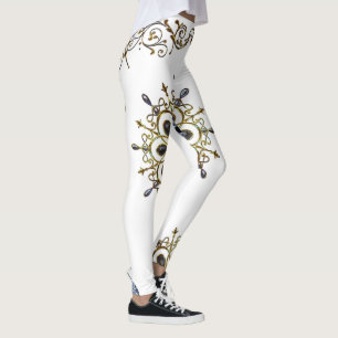 long leggings blancs en or bleu