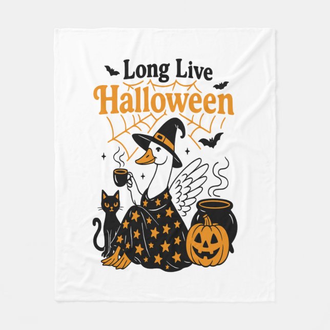 Long Live Halloween Goose Hexe Fleecedecke (Vorderseite)