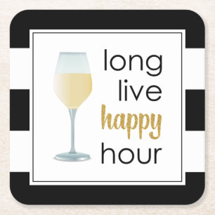 Long Live Happy Hour Funny Drink Zitat Rechteckiger Pappuntersetzer